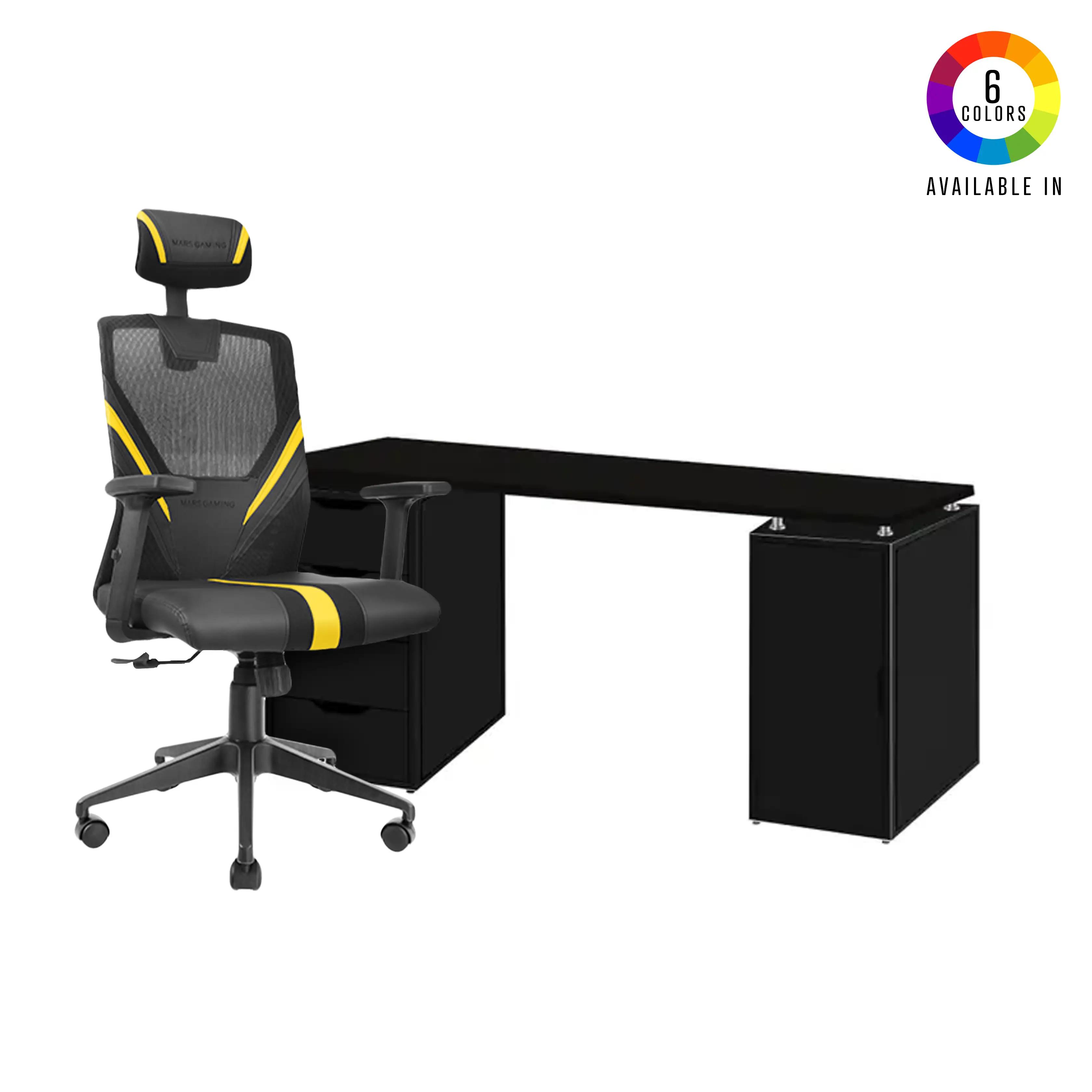 Pack Bureau Pc V2 [180x70] X CHAISE MARS GAMING MGC-ERGO JAUNE