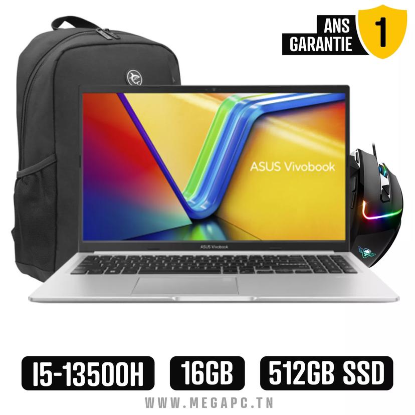 ASUS Vivobook 15 X1502VA | i5-13420H | 8 Go | 512 SSD |  Souris + tapis RGB, sac à dos,